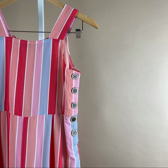 My Michelle Large Girls Pastel Striped 50’s Retro Romper Overalls Wide Leg - Picture 9 of 9